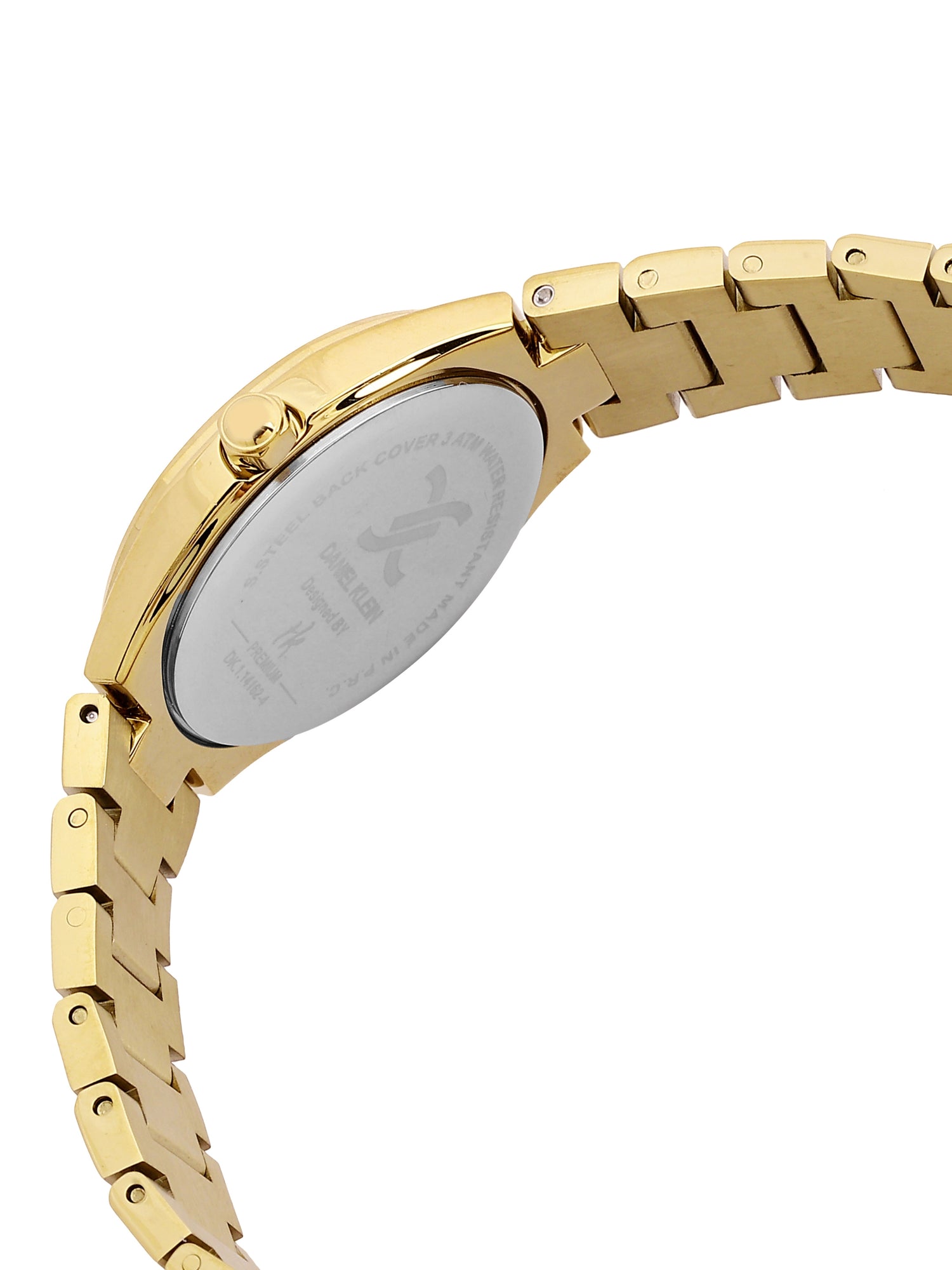Daniel Klein Analog Silver Round Dial Gold Case Gold Strap Quartz Water-Resistant Wrist Watch for Women Girls, Ladies DK.1.14162-3