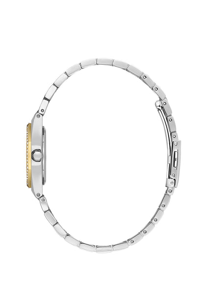 Daniel Klein Dark Green Dial Silver–Gold Strap Women’s Analog Watch DK.1.14099-5