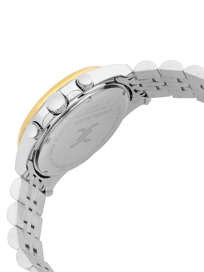 Daniel Klein Analog Silver Round Dial Silver and Gold Case Silver and Gold Strap Quartz Water-Resistant Wrist Watch for Men Boys DK.1.14240-3