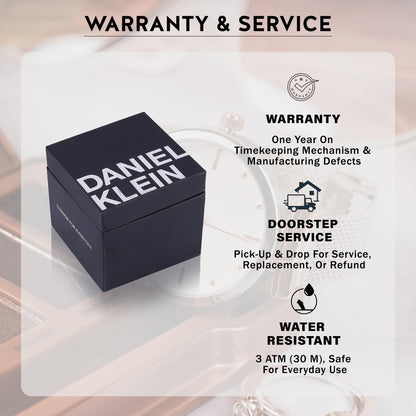 Daniel Klein Women Analog Watch | Rose Gold Case | Silver Dial | Rose Gold Strap | 30 mm | Water Resistant 3 ATM | DK.20.10010-4