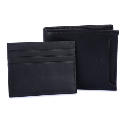 Daniel Klein Men’s Genuine Leather Wallet – Slim Black Edition with Detachable Card Holder