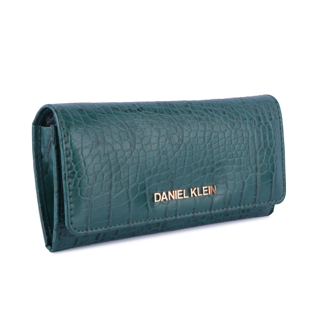 Daniel Klein Crocodile Skin Pattern Women Three Fold Wallet - Green