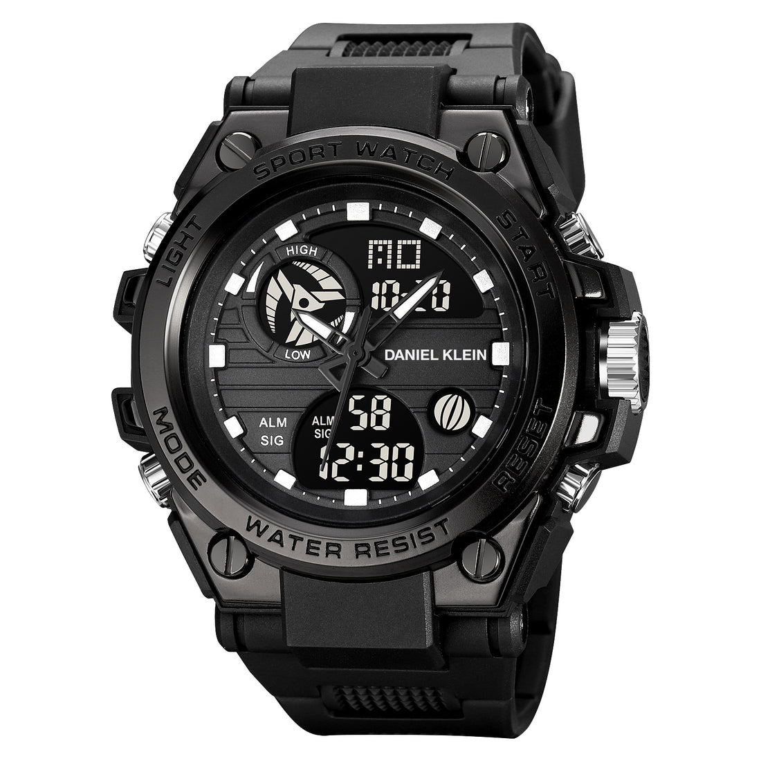 Black Analog Digital Men Watch with Polyurethane Strap