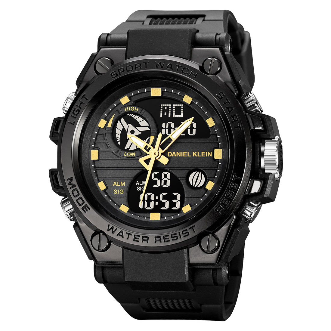 Black Analog Digital Men Watch with Polyurethane Strap