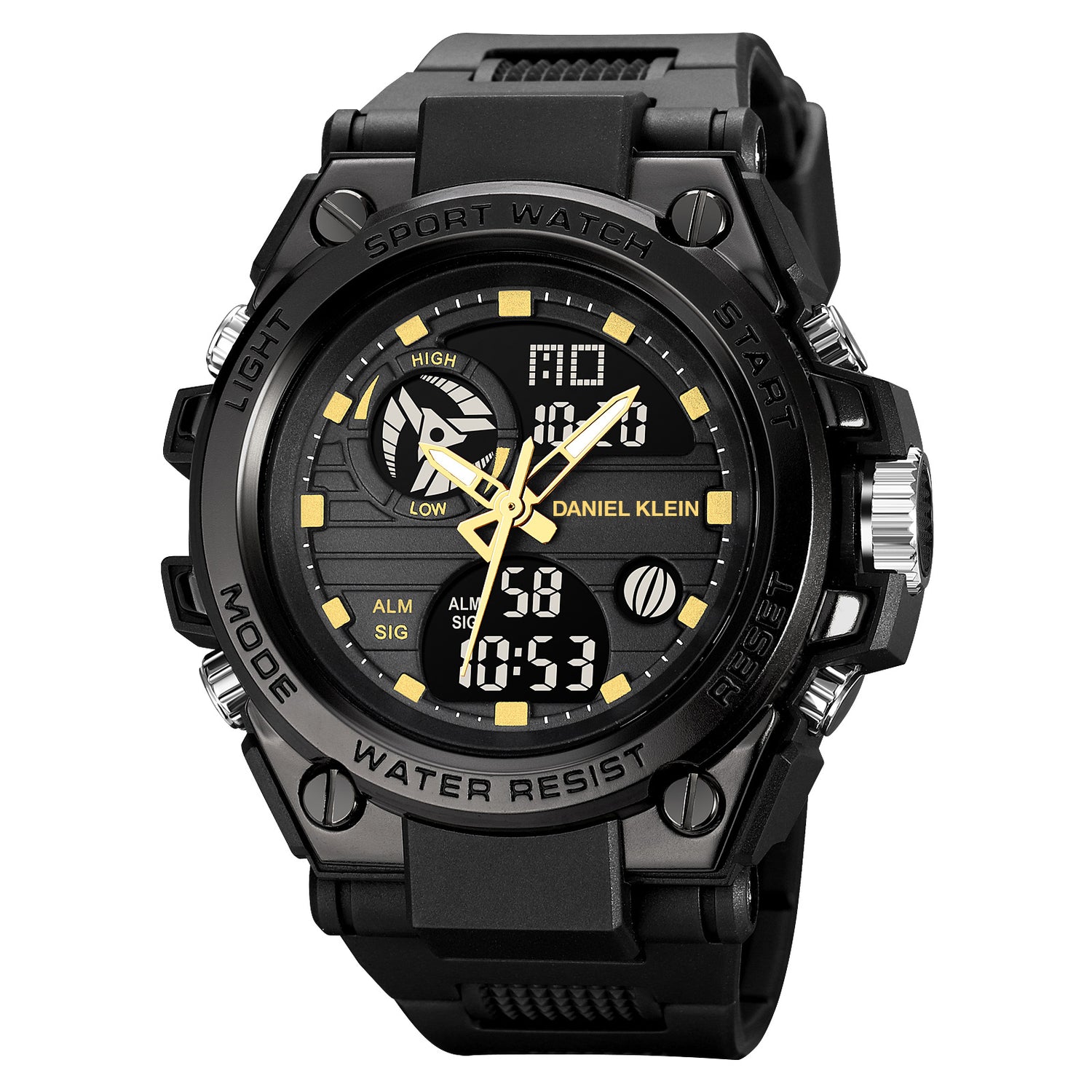Black Analog Digital Men Watch with Polyurethane Strap