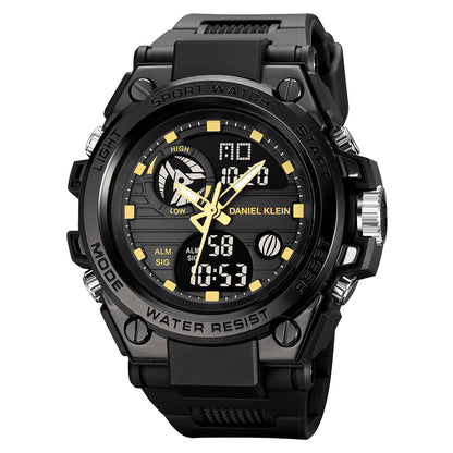 Black Analog Digital Men Watch with Polyurethane Strap