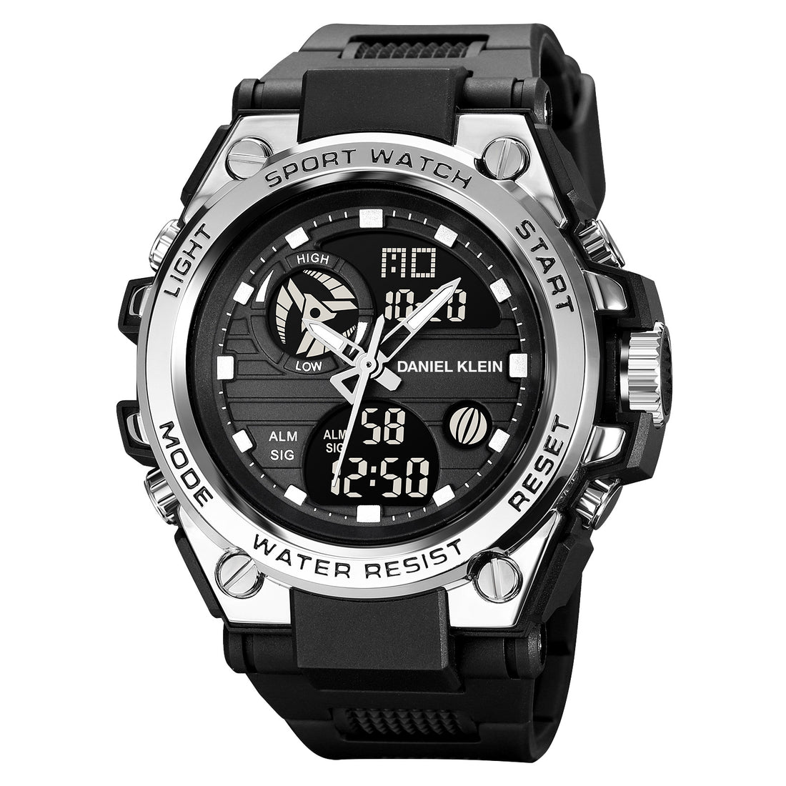 Black Analog Digital Men Watch with Polyurethane Strap