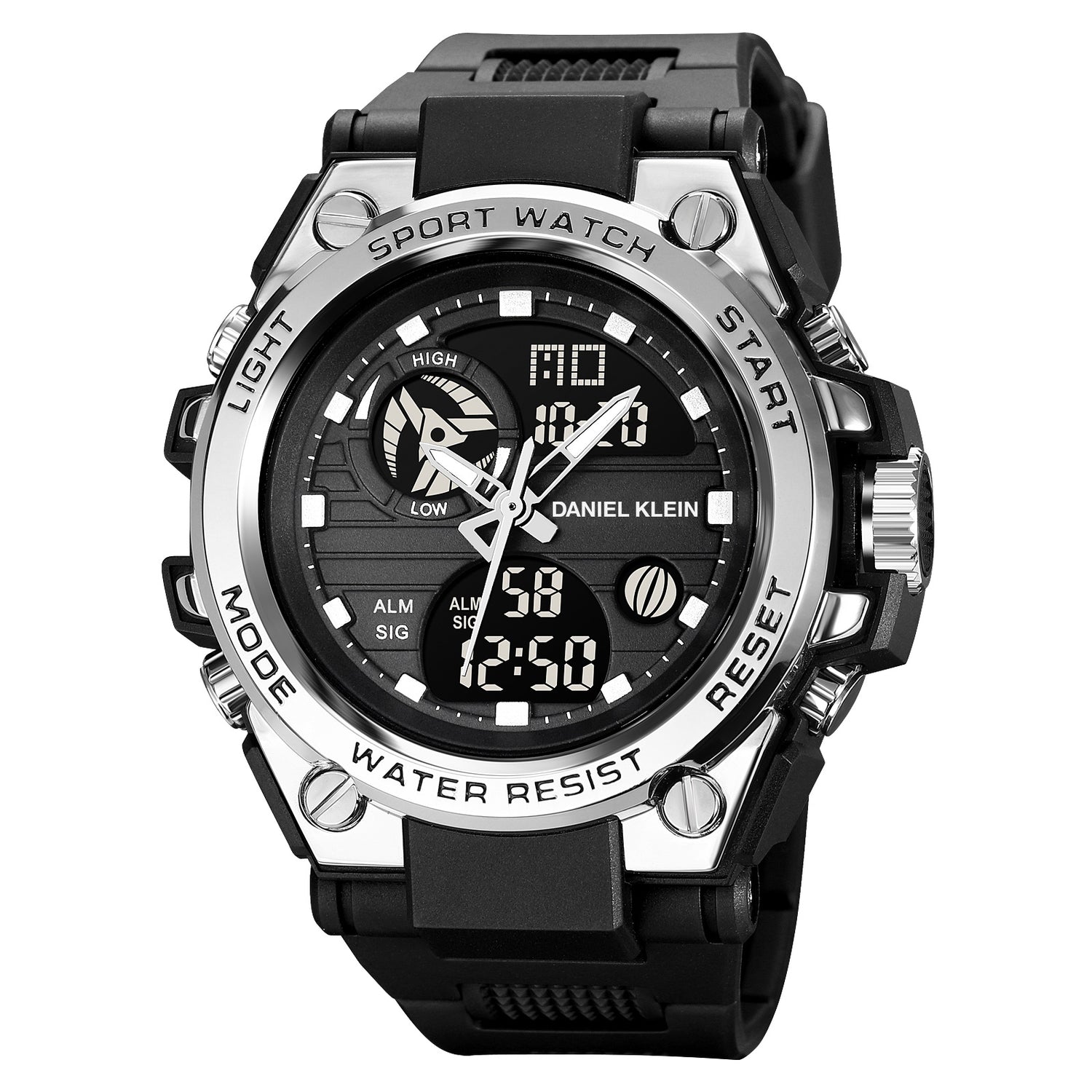 Black Analog Digital Men Watch with Polyurethane Strap