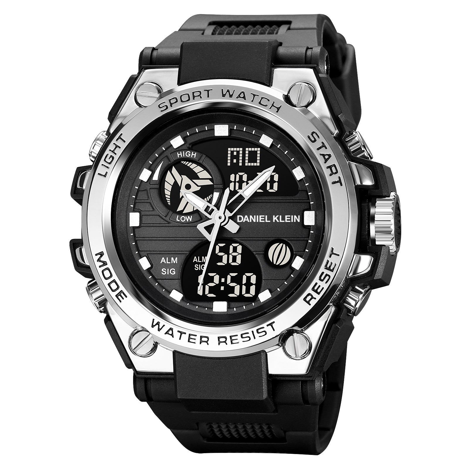 Black Analog Digital Men Watch with Polyurethane Strap