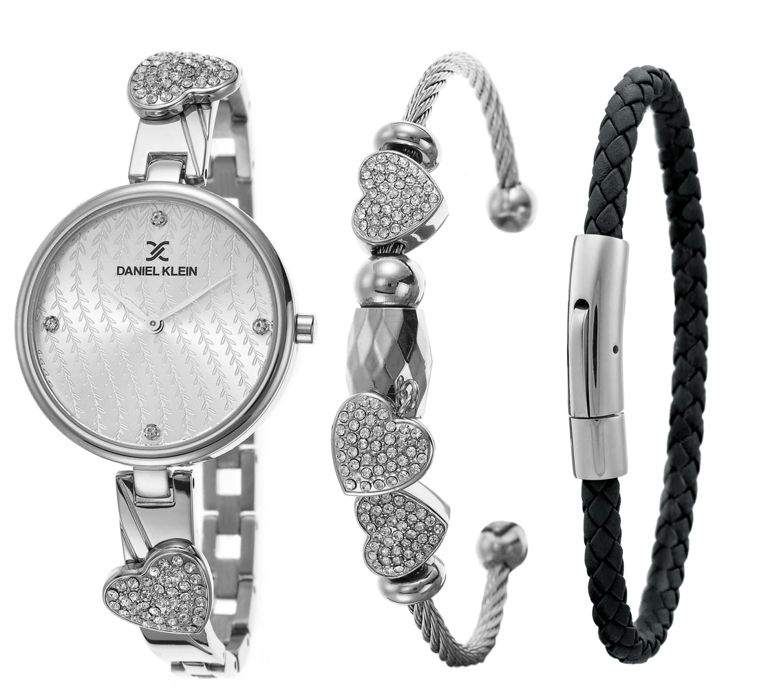 Daniel Klein Gift Set Women Silver Dial Analogue Watch