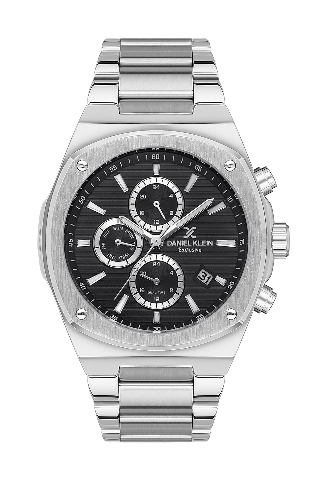 Black Exclusive Men Watch with Metallic Strap