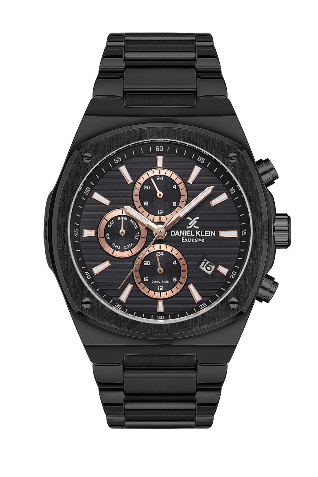 Black Exclusive Men Watch with Metallic Strap