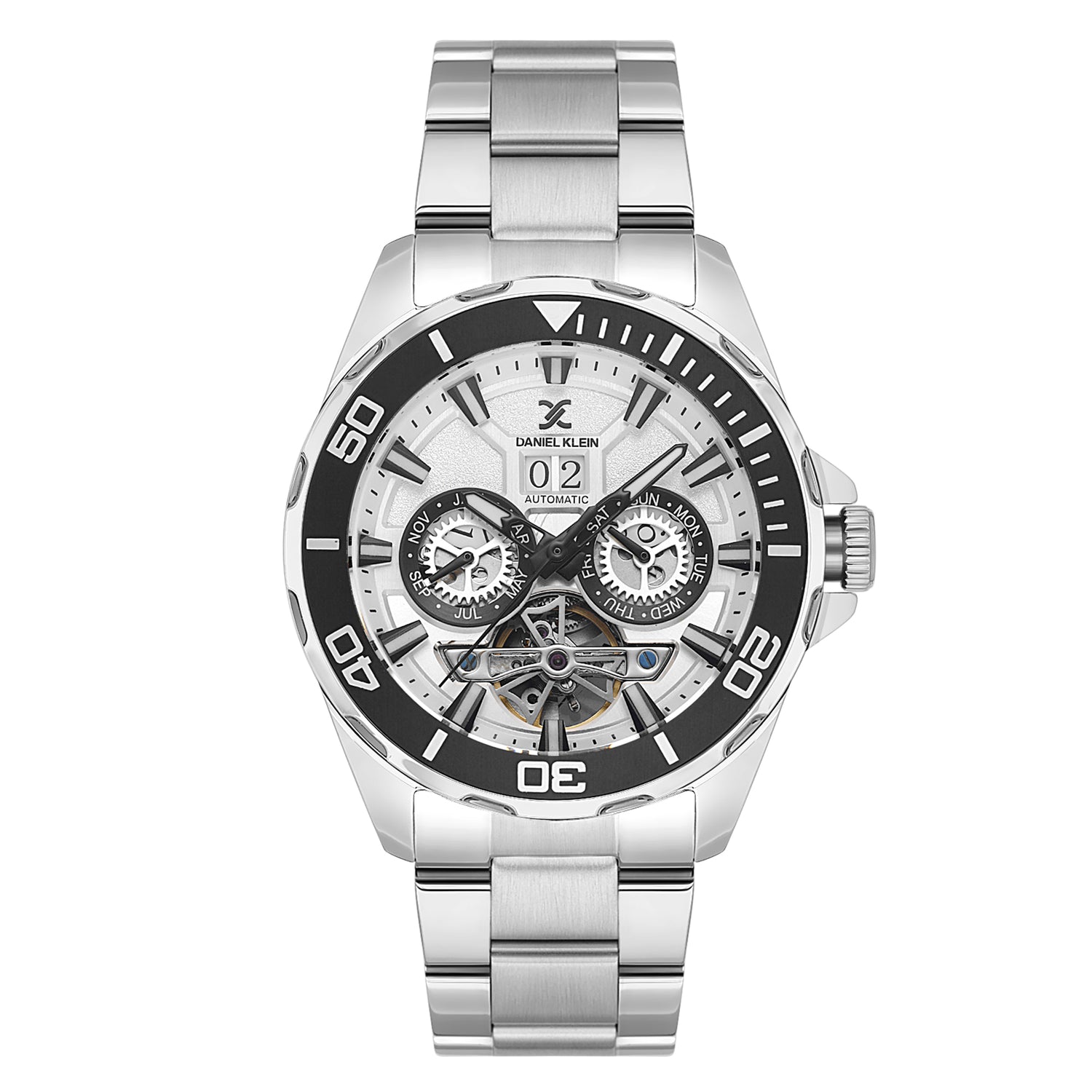 Skeleton Automatic Silver Dial Men&