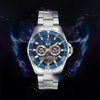 Skeleton Automatic Blue Dial Men's Watch