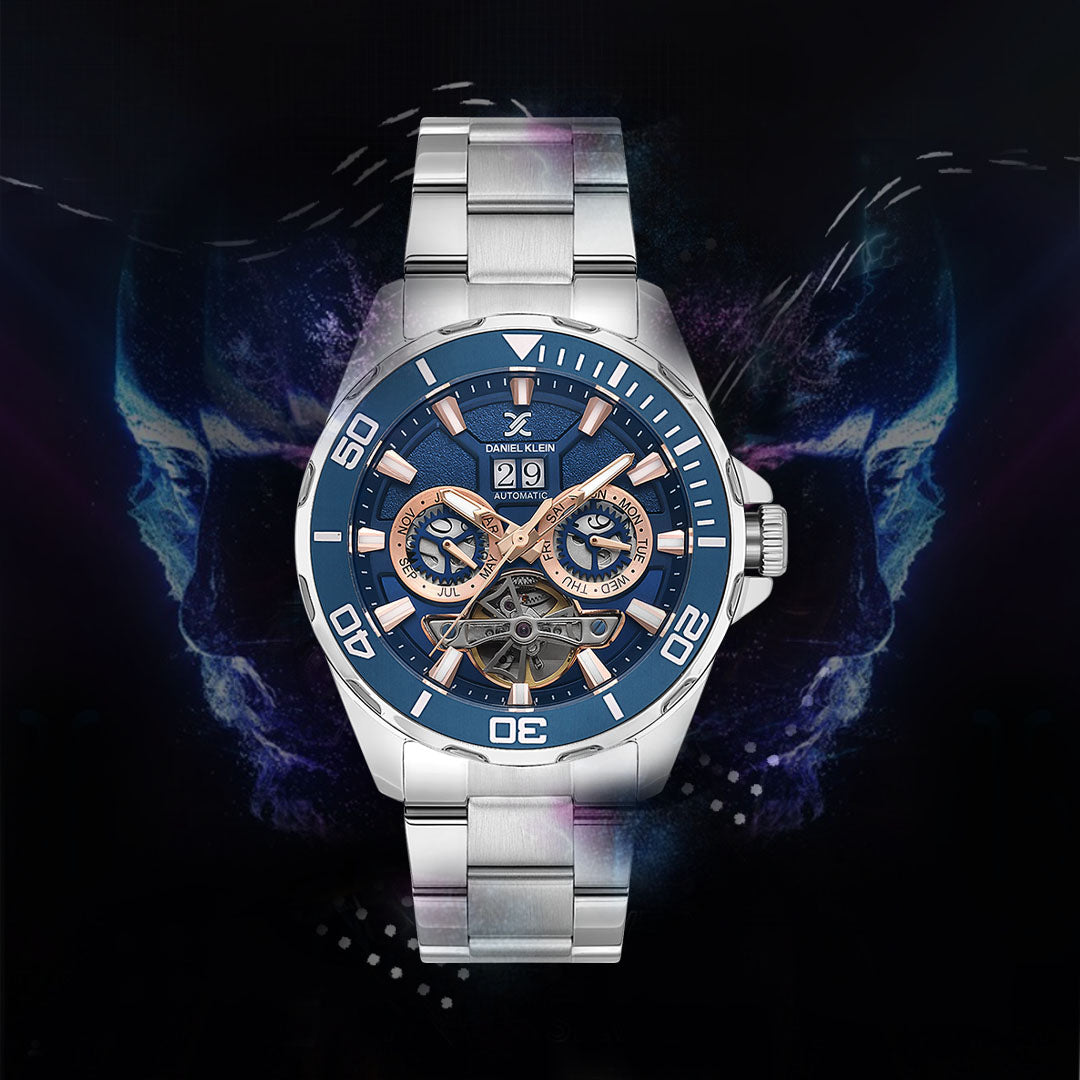 Skeleton Automatic Blue Dial Men&