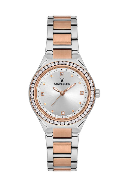 Grey Premium Women Watch with Metallic Strap