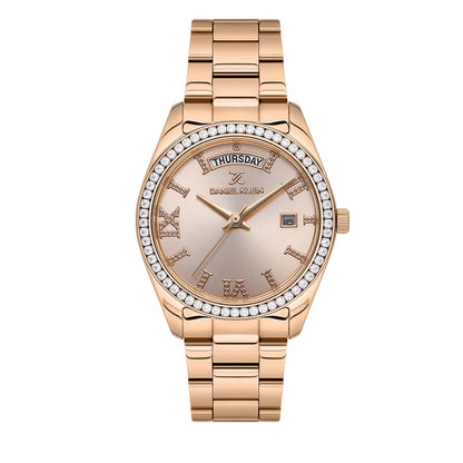 Rose Gold Premium Women Watch with Metallic Strap