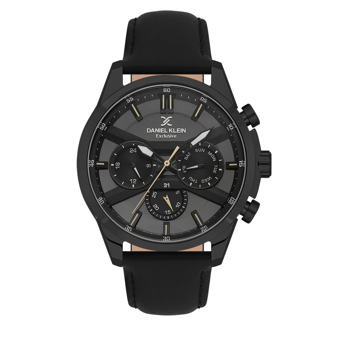 Black Exclusive Men Watch with Leather Strap