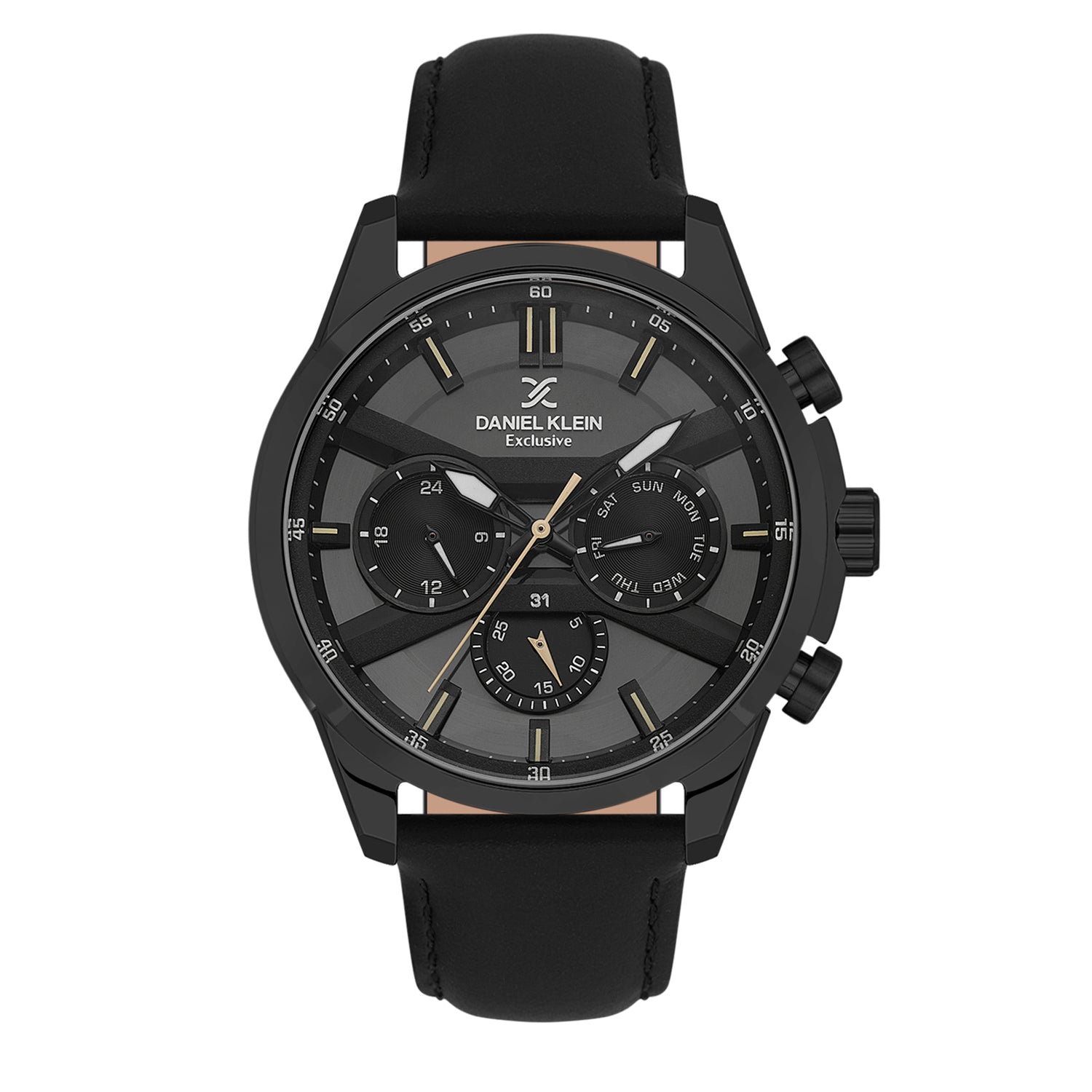 Black Exclusive Men Watch with Leather Strap