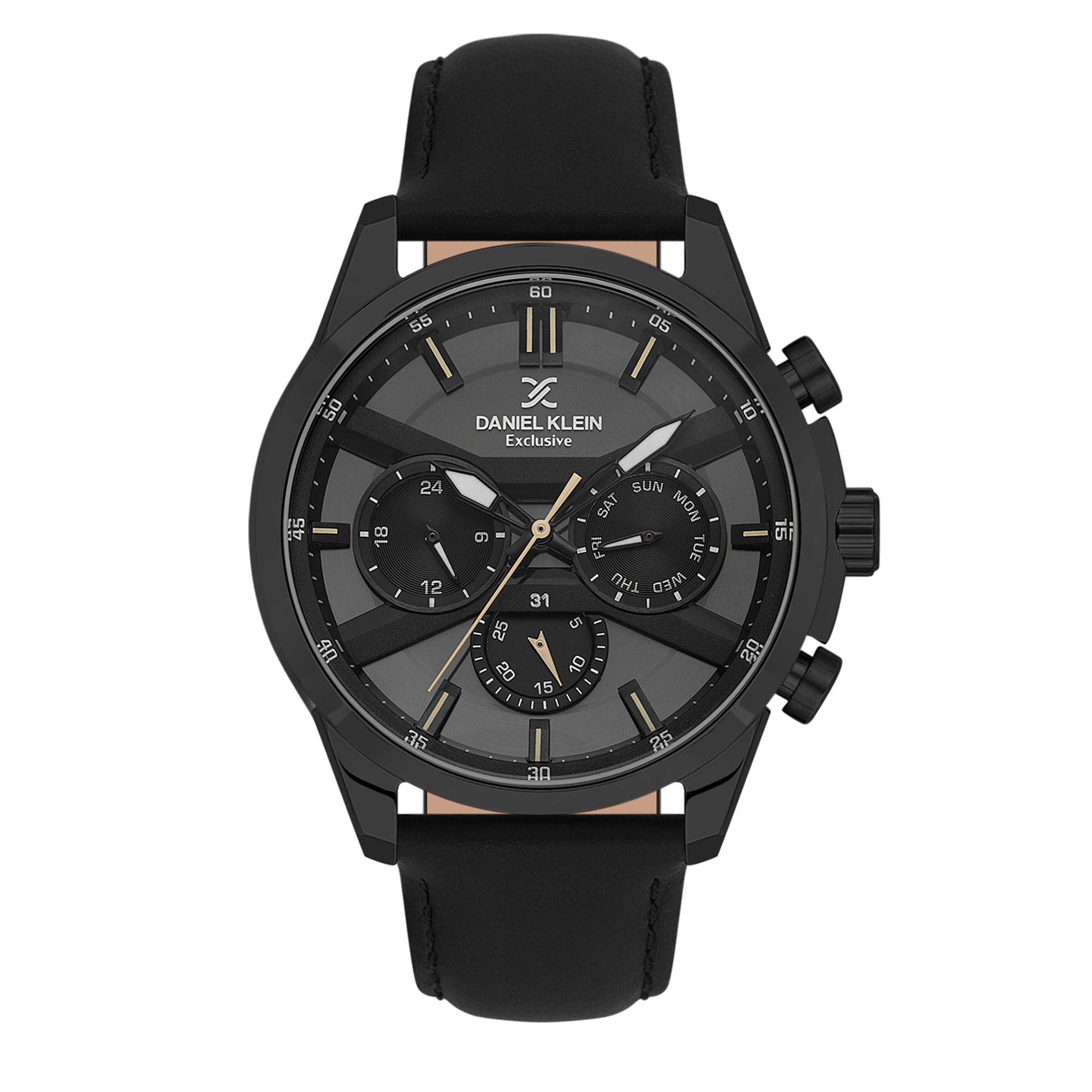 Black Exclusive Men Watch with Leather Strap