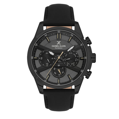 Black Exclusive Men Watch with Leather Strap