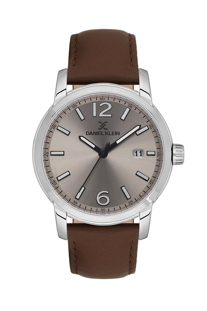 Grey Premium Men Watch with Leather Strap