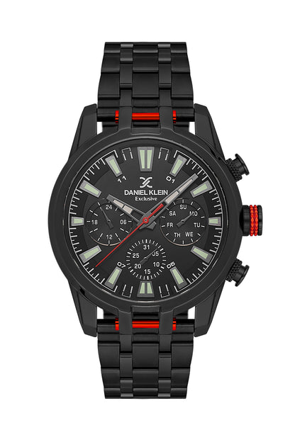 Black Exclusive Men Watch with Metallic Strap