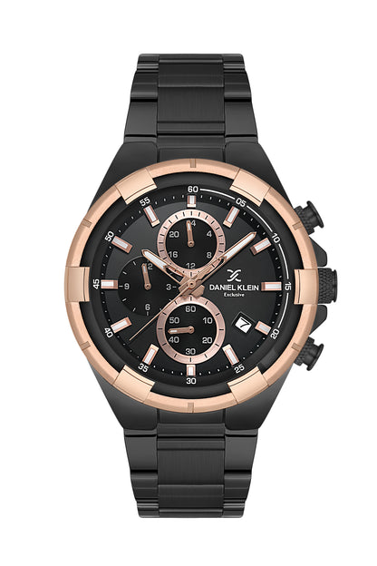 Black Exclusive Men Watch with Metallic Strap