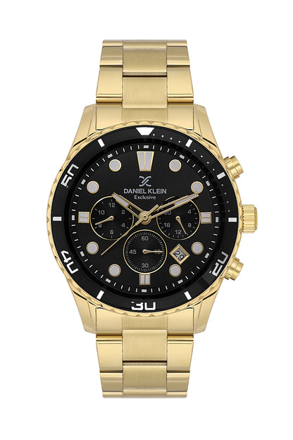 Black Exclusive Men Watch with Metallic Strap