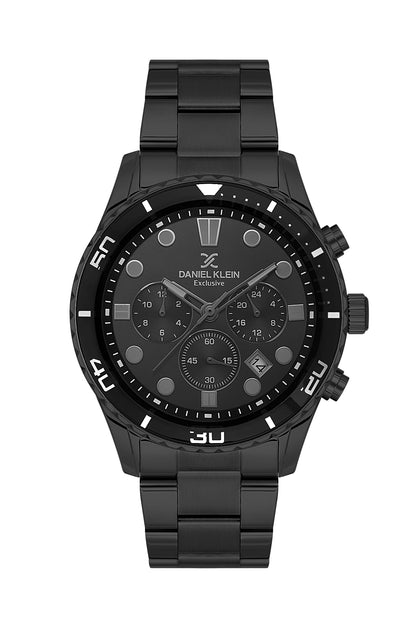 Black Exclusive Men Watch with Metallic Strap