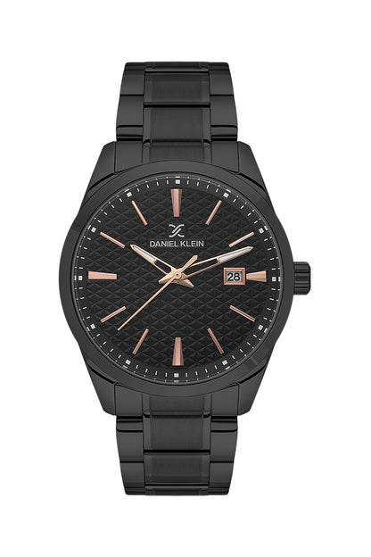 Black Premium Men Watch with Metallic Strap