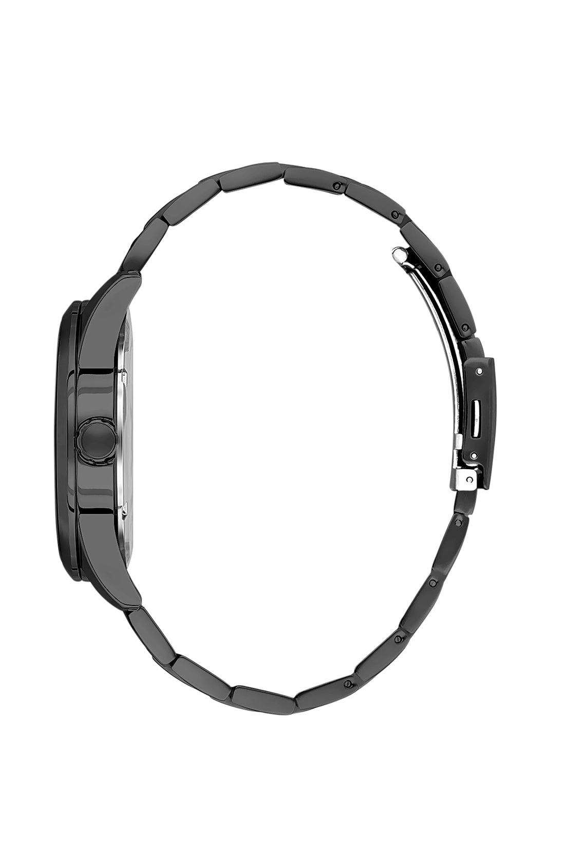 Black Premium Men Watch with Metallic Strap