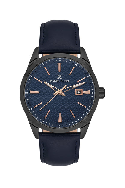 Blue Premium Men Watch with Leather Strap