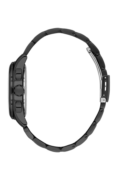 Black Exclusive Men Watch with Metallic Strap