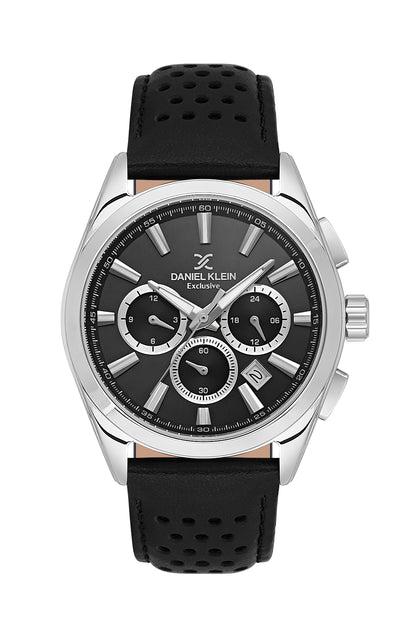 Black Exclusive Men Watch with Leather Strap