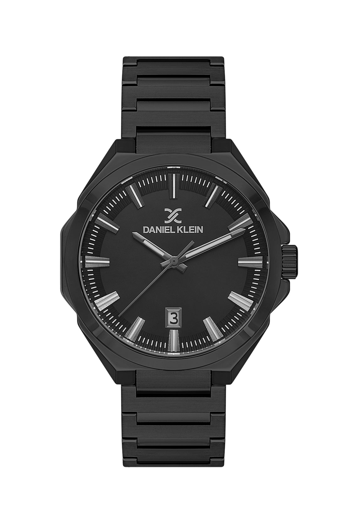 Black Premium Men Watch with Metallic Strap