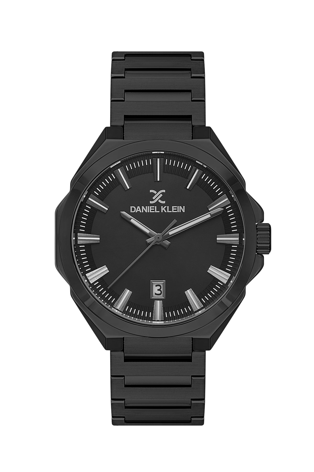 Black Premium Men Watch with Metallic Strap