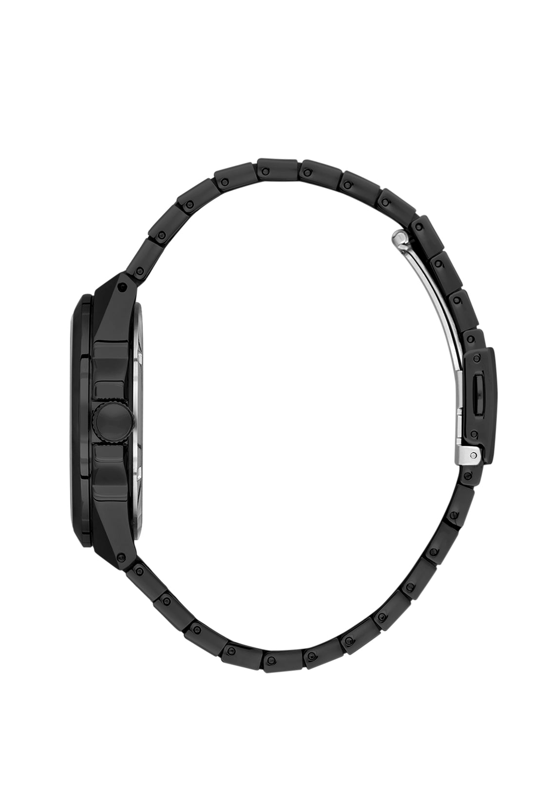 Black Premium Men Watch with Metallic Strap