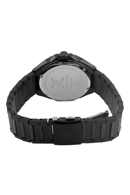 Black Premium Men Watch with Metallic Strap