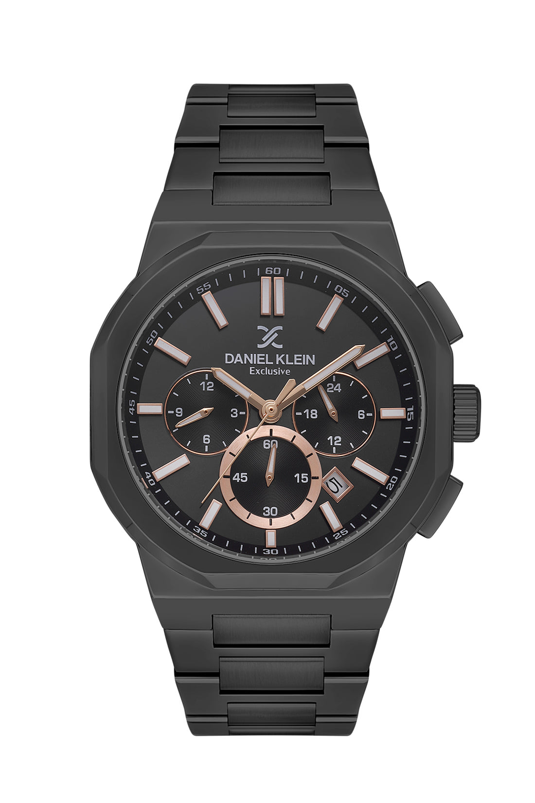 Black Exclusive Men Watch with Metallic Strap