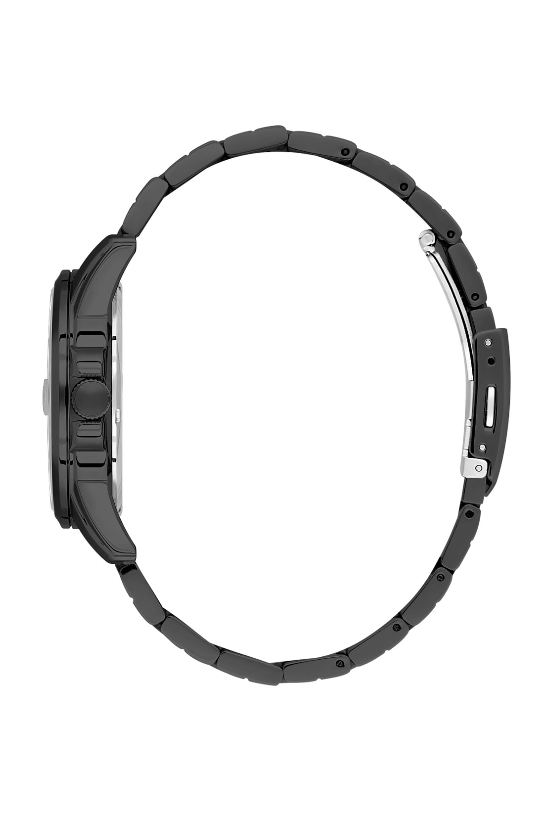 Black Premium Men Watch with Metallic Strap