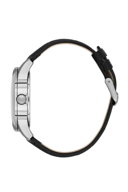 Black Premium Men Watch with Leather Strap