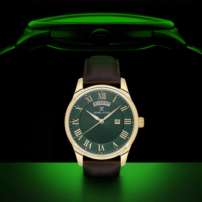Green Premium Men Watch with Leather Strap