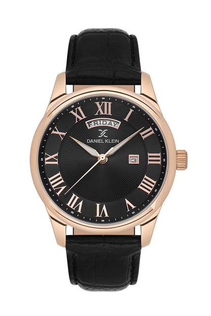 Black Premium Men Watch with Leather Strap