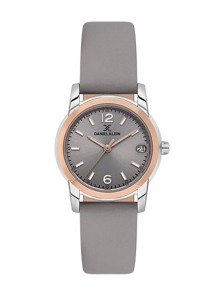 Grey Premium Women Watch with Leather Strap