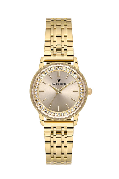 Gold Premium Women Watch with Metallic Strap