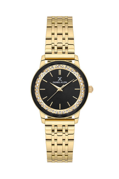Black Premium Women Watch with Metallic Strap