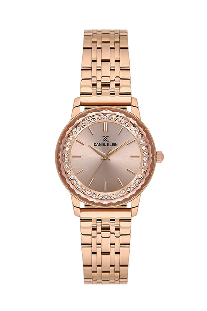 Rose Gold Premium Women Watch with Metallic Strap