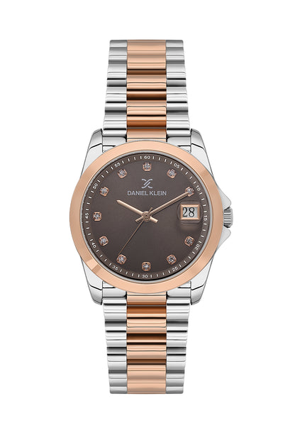 Brown Premium Women Watch with Metallic Strap