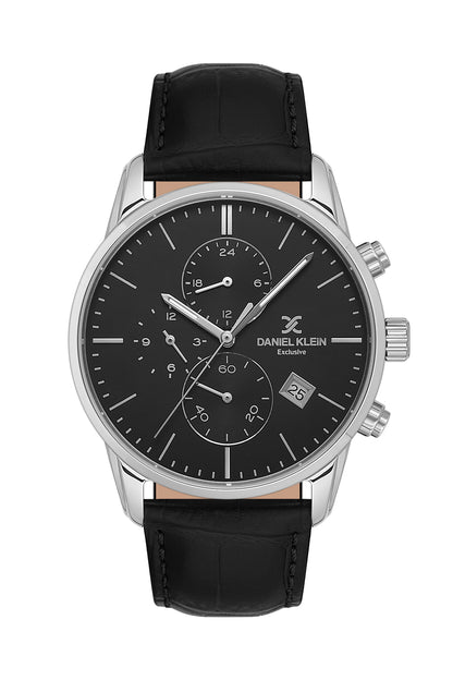 Black Exclusive Men Watch with Leather Strap